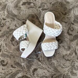 Nine West Women's White Woven Wedge Sandals